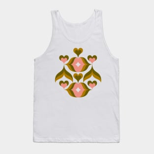 Retro Kisses - Olive Pink Tank Top